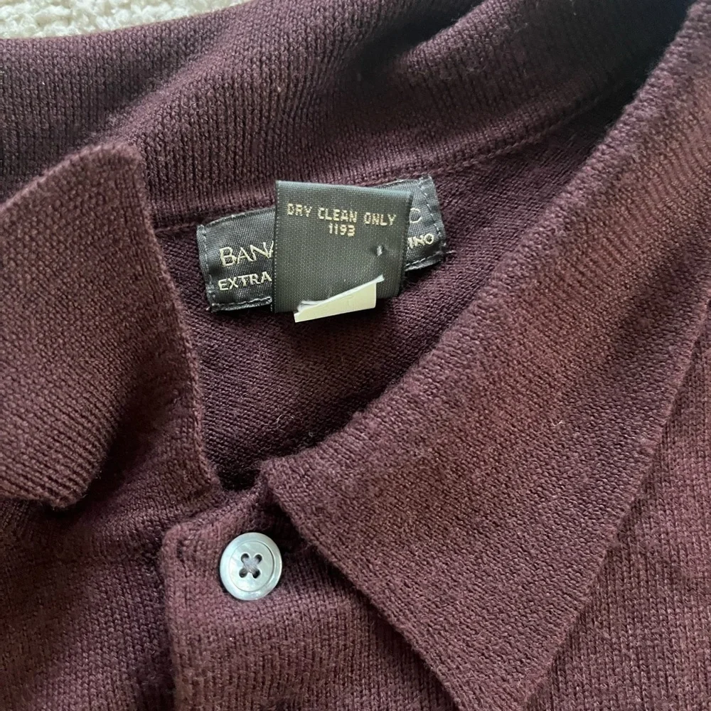 Men's Burgundy Long Sleeve Polo Shirt Wool size XL preppy